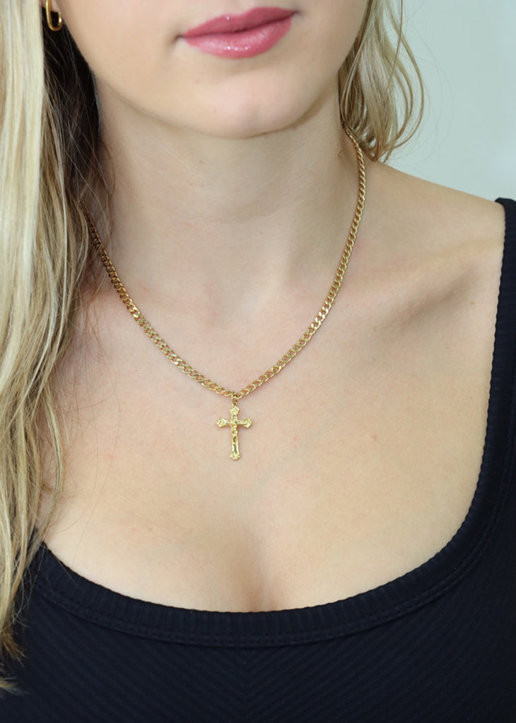 Candle Light Cross Necklace ★ Gold