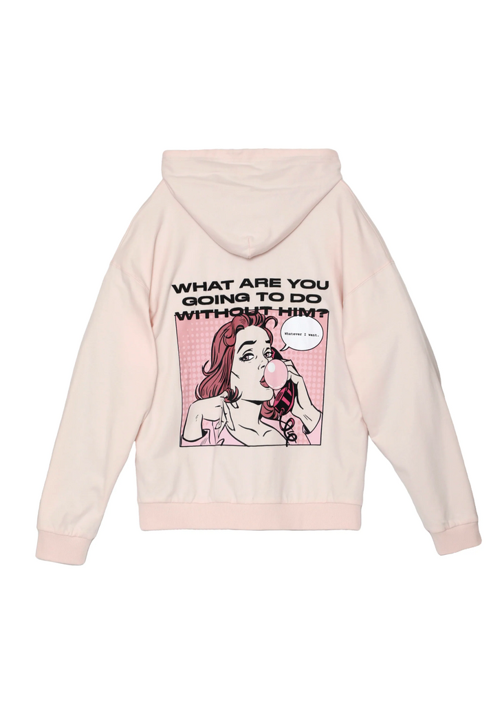 Boys Lie What Are You Going To Do Without Him Remix Zip-Up Hoodie ★ Light Pink