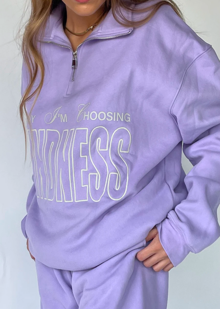 Mayfair Choose Kindness Half Zip Sweatshirt ★ Lavender