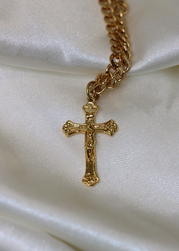 Candle Light Cross Necklace ★ Gold