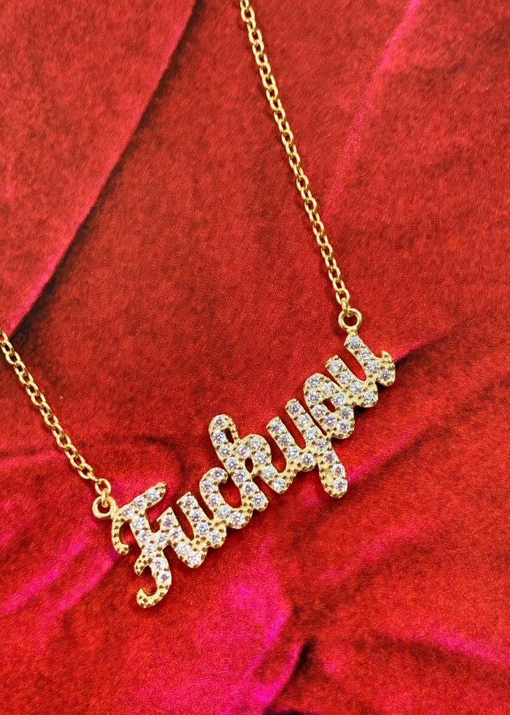  Gold Chain With Diamond F You Necklace - Rock N Rags
