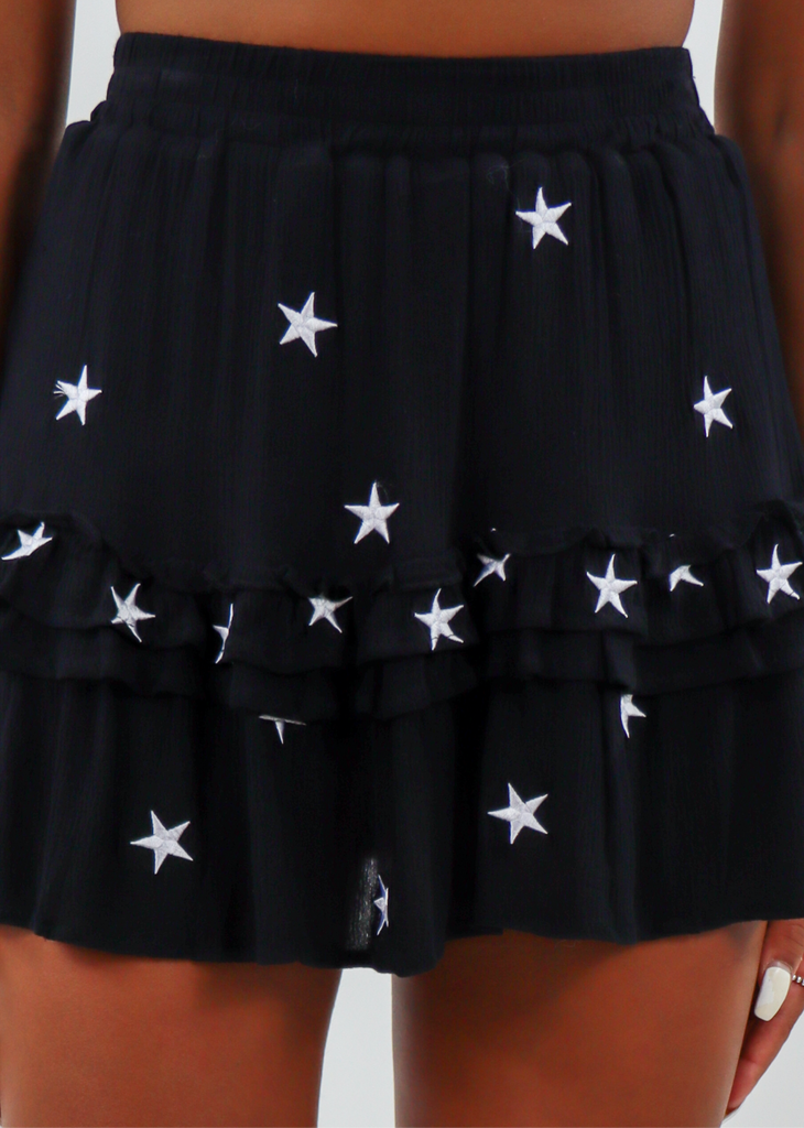 Dancing In The Moonlight Skirt ★ Black With White Stars