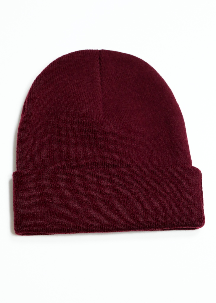 Boys Lie Burgundy Ribbed Beanie With Angel Graphic Patch On Front V2 Beanie - Rock N Rags