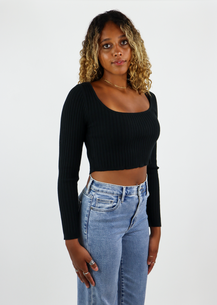 Yours Truly Long Sleeve Top ★ Black