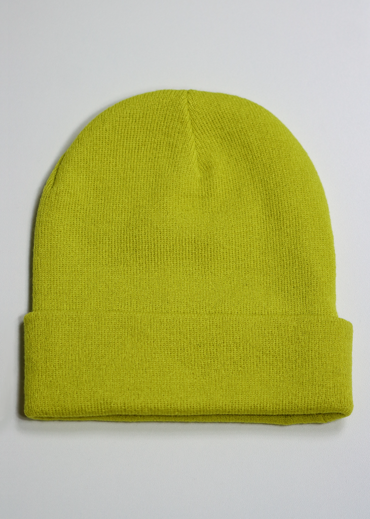 Boys Lie Yellow Green Ribbed Beanie With Angel Graphic Patch On Front V2 Beanie - Rock N Rags