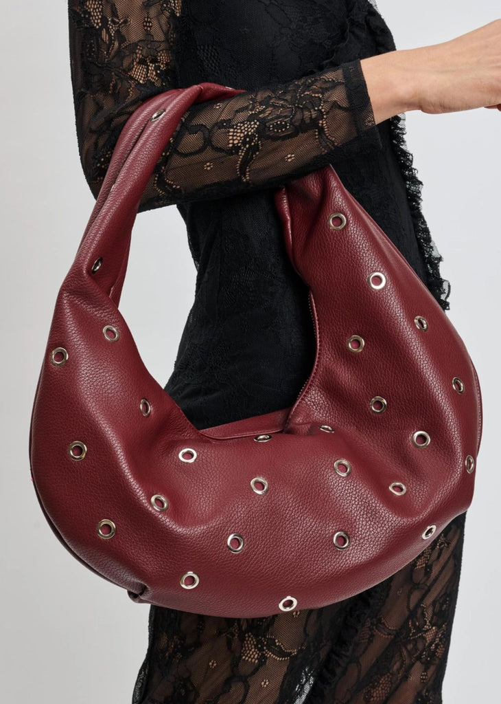 Grommet Shoulder Bag ★ Burgundy