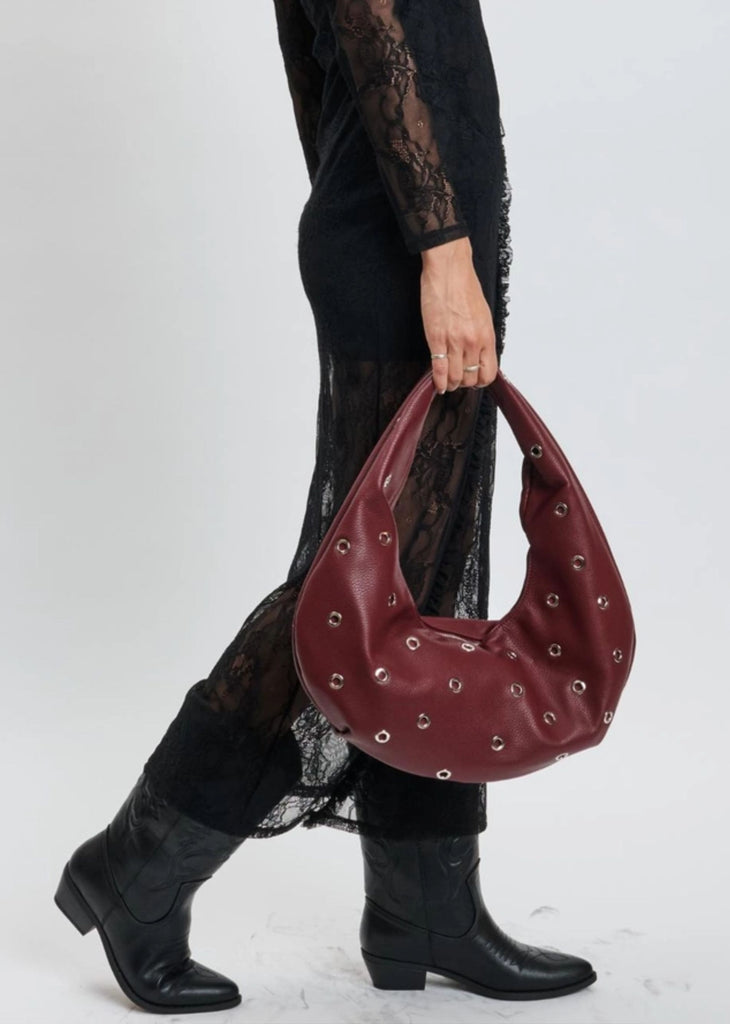 Grommet Shoulder Bag ★ Burgundy