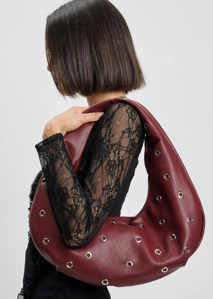 Grommet Shoulder Bag ★ Burgundy