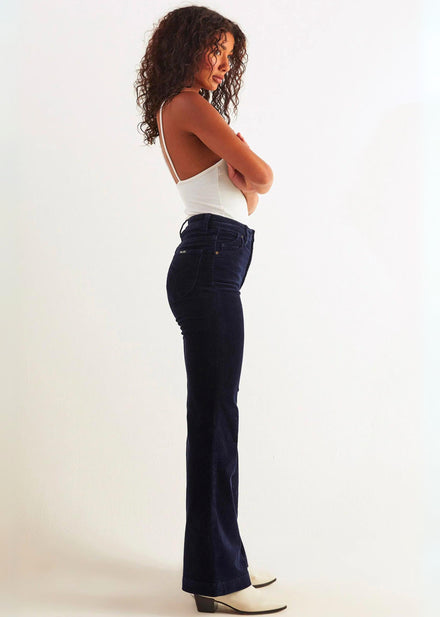 Vervet Brown High Rise Distressed Hem Cropped Flare Jeans - Define Boutique