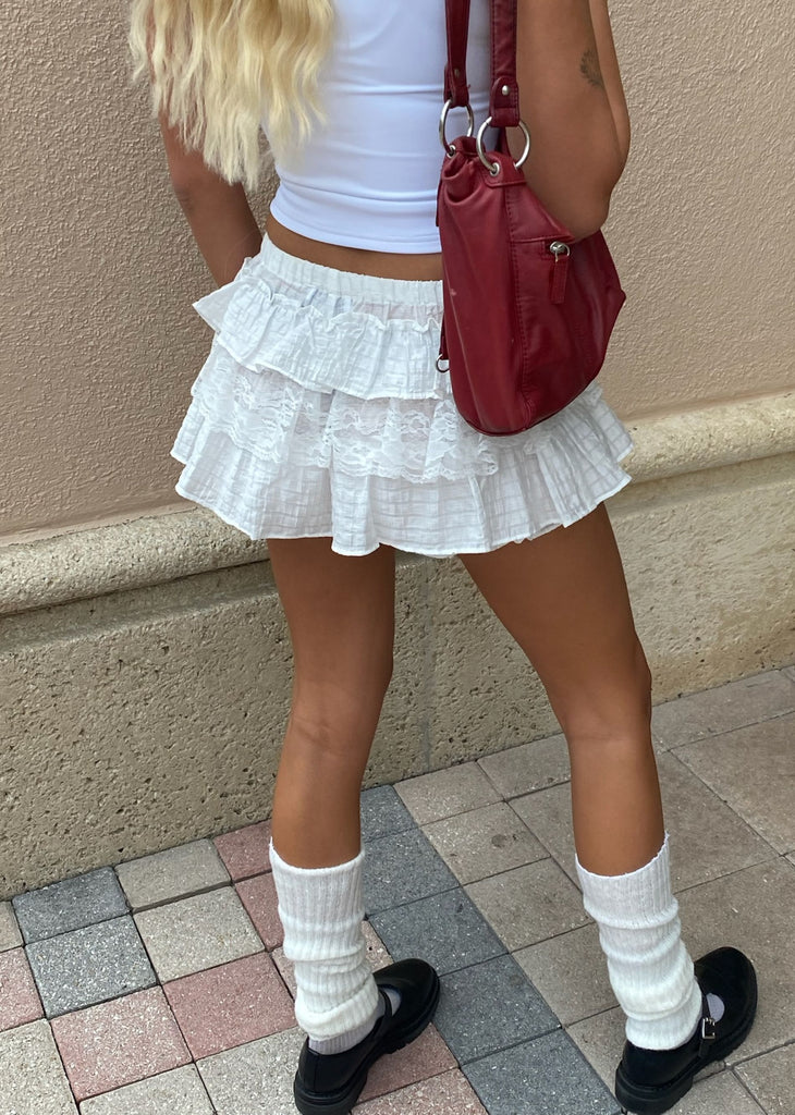 Boho Summer Ruffle Mini Skort ★ White