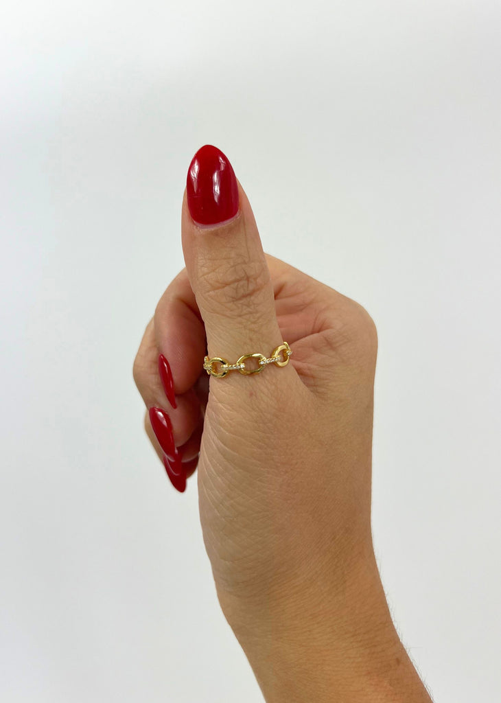 Oval Studded Chain Link Ring ★ Gold