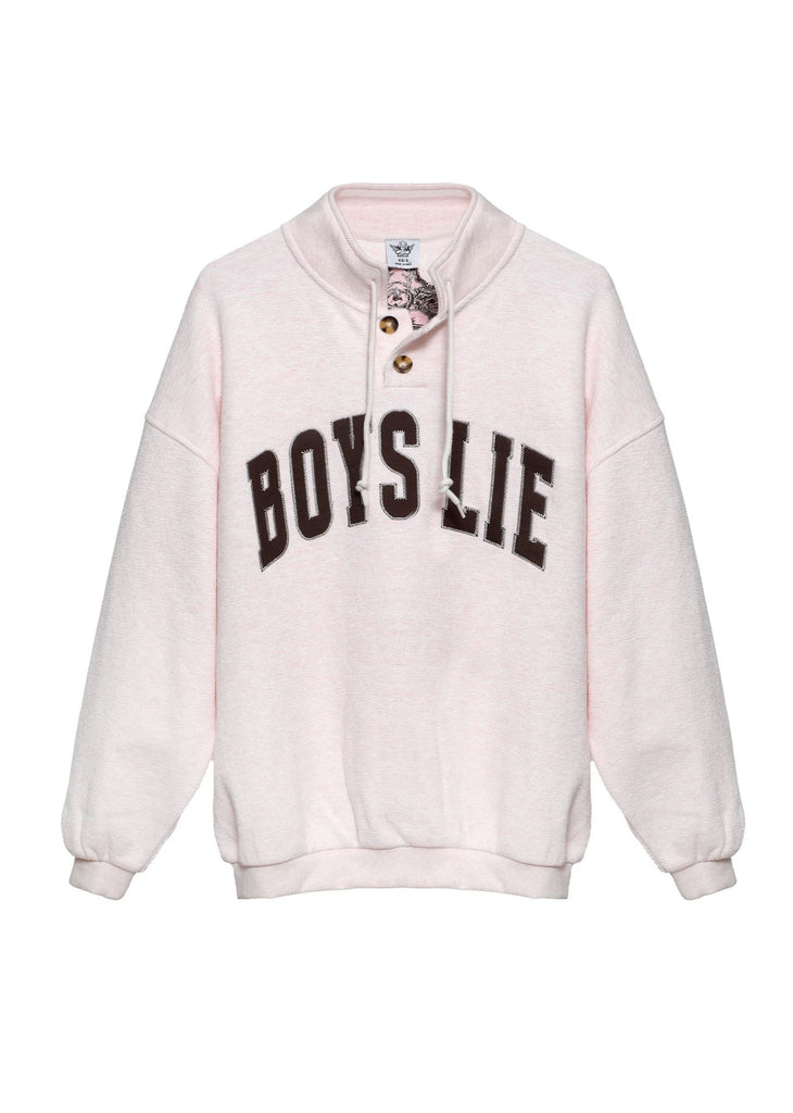 Boys Lie Smoke And Mirrors Henley Crewneck ★ Pink - Rock N Rags