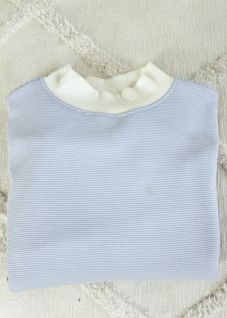 Blue and White Mini Striped Mockneck Sweatshirt ★ Blue