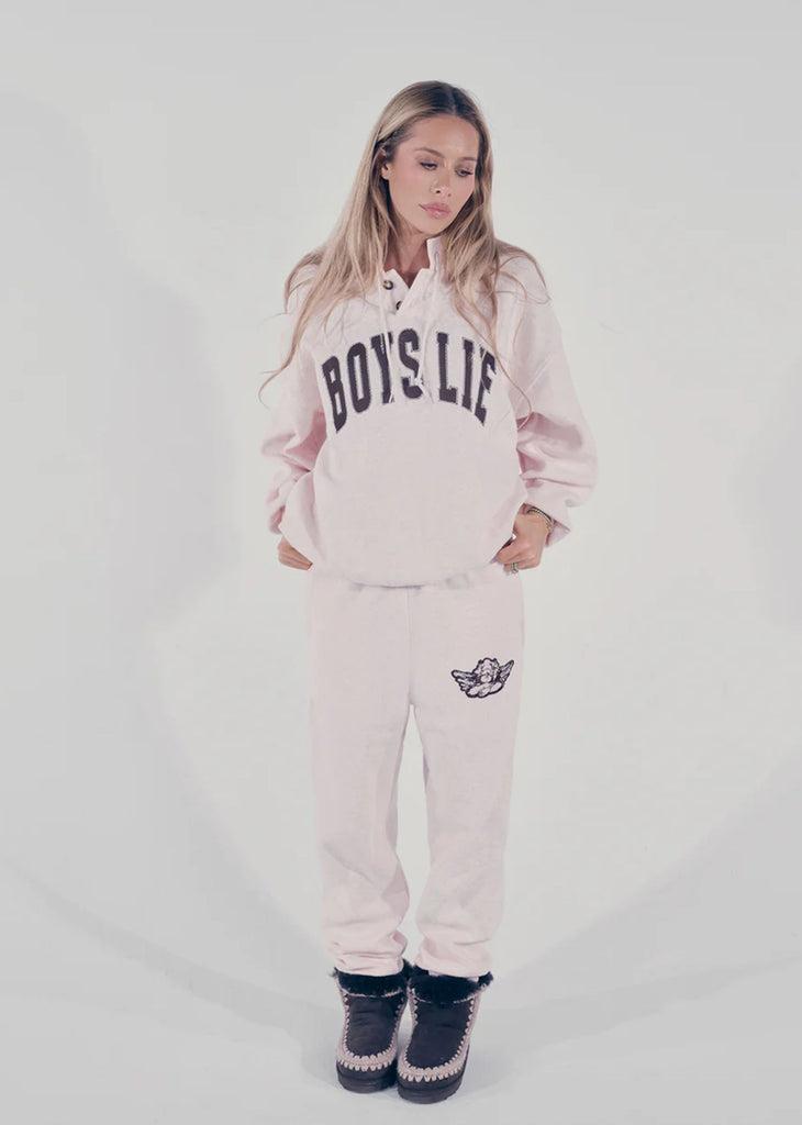 Boys Lie Smoke And Mirrors Henley Crewneck ★ Pink - Rock N Rags