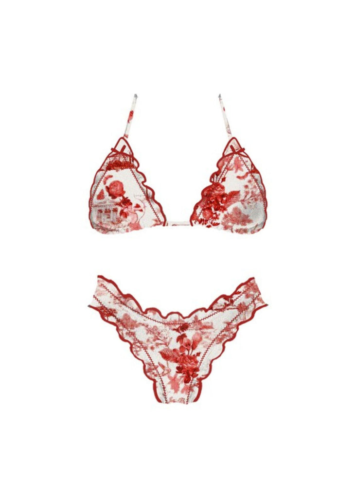 More Than A Fever Bikini Top ★ Red Floral