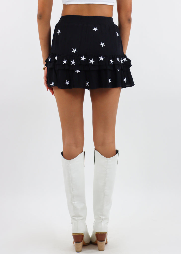 Dancing In The Moonlight Skirt ★ Black With White Stars