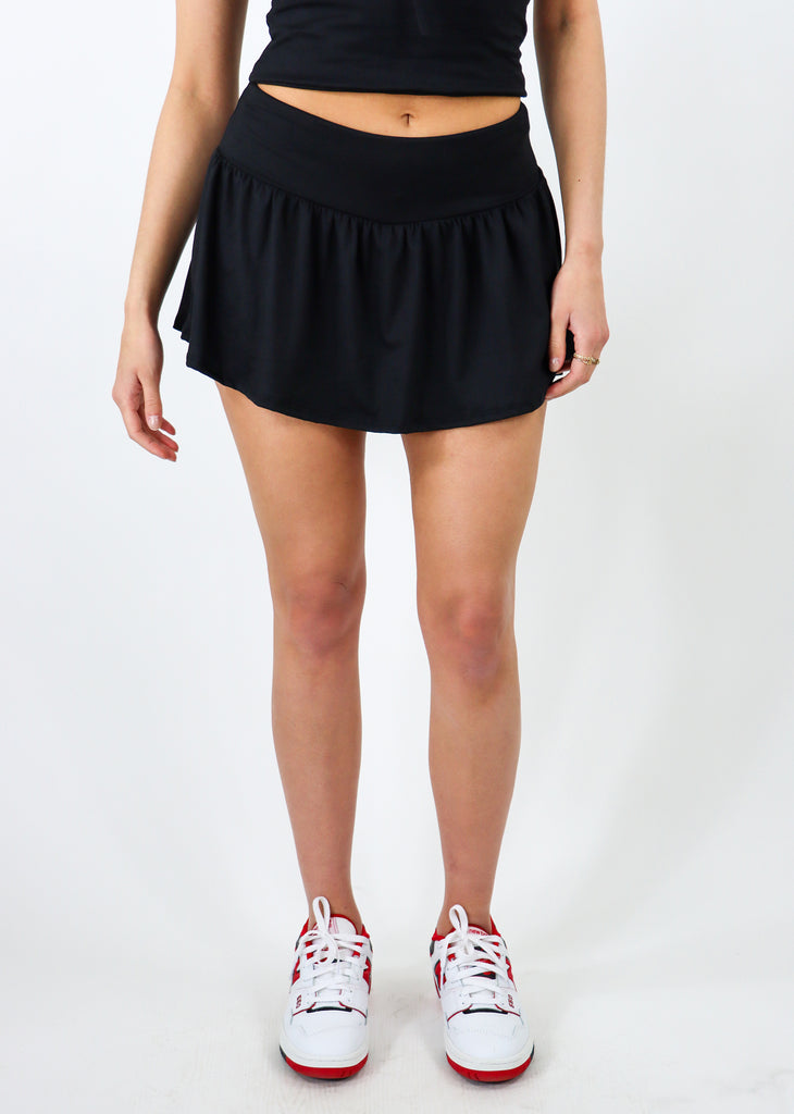 black mini ruffle tennis skirt - Rock N Rags
