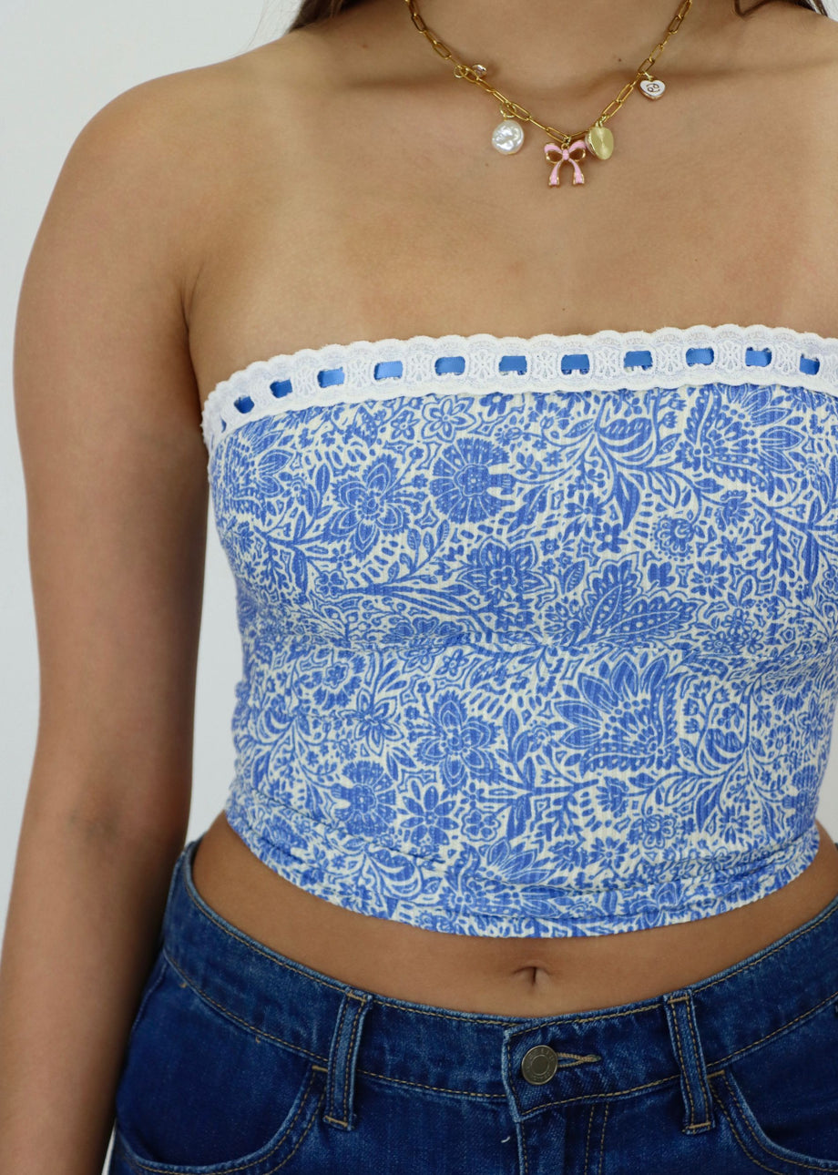 SweatyRocks Women’s Floral Print Tube Top – Strapless, Ruched, Lettuce Trim Bandeau - View #7