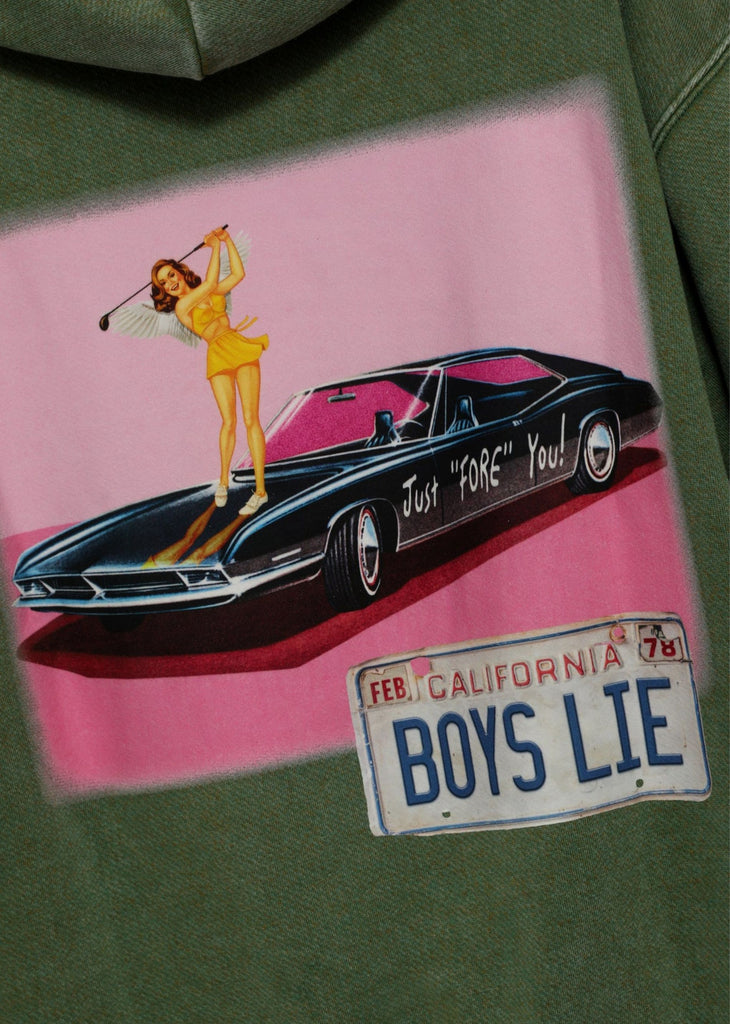 Boys Lie Just Fore You Racer Hoodie ★ Forest Green