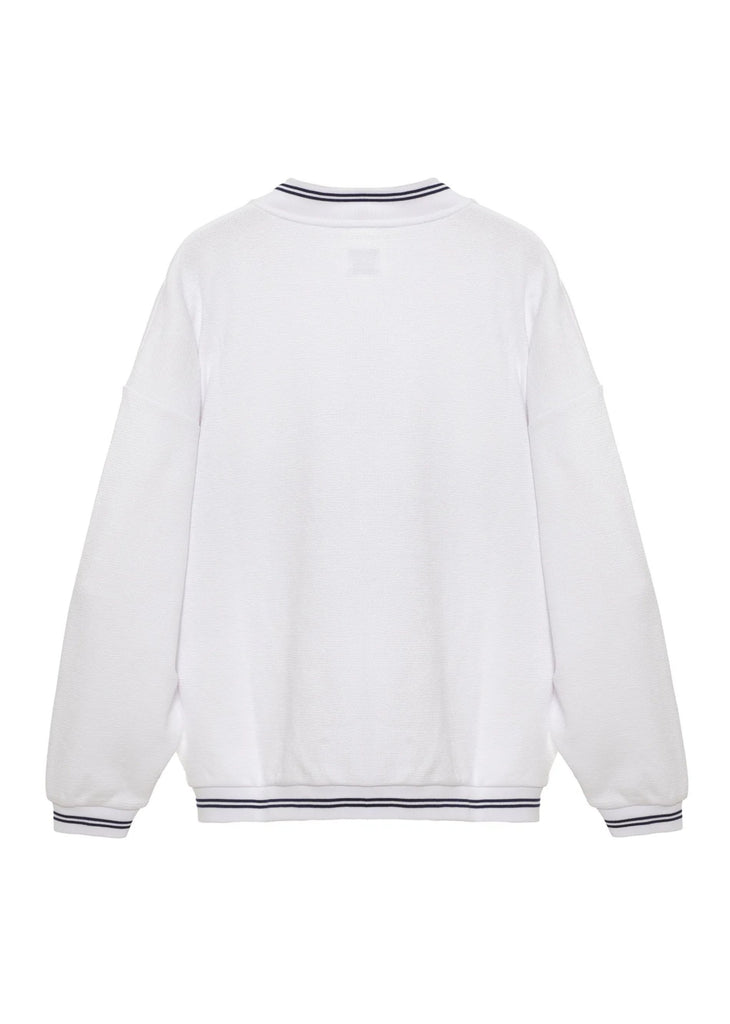 Boys Lie Navy Cherub University Henley Crewneck ★ White