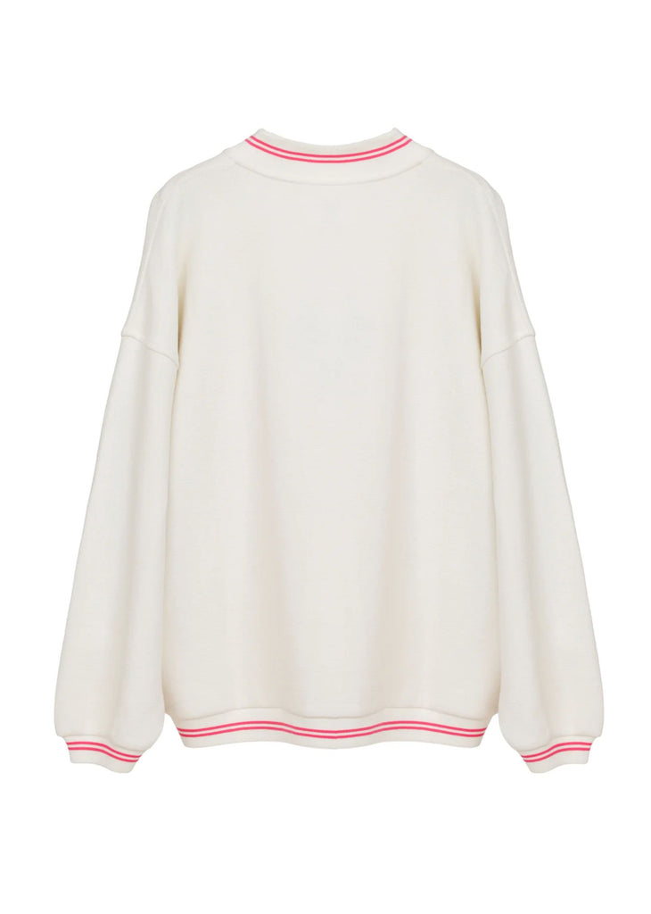 Boys Lie Pink Cherub University Henley Crewneck cream