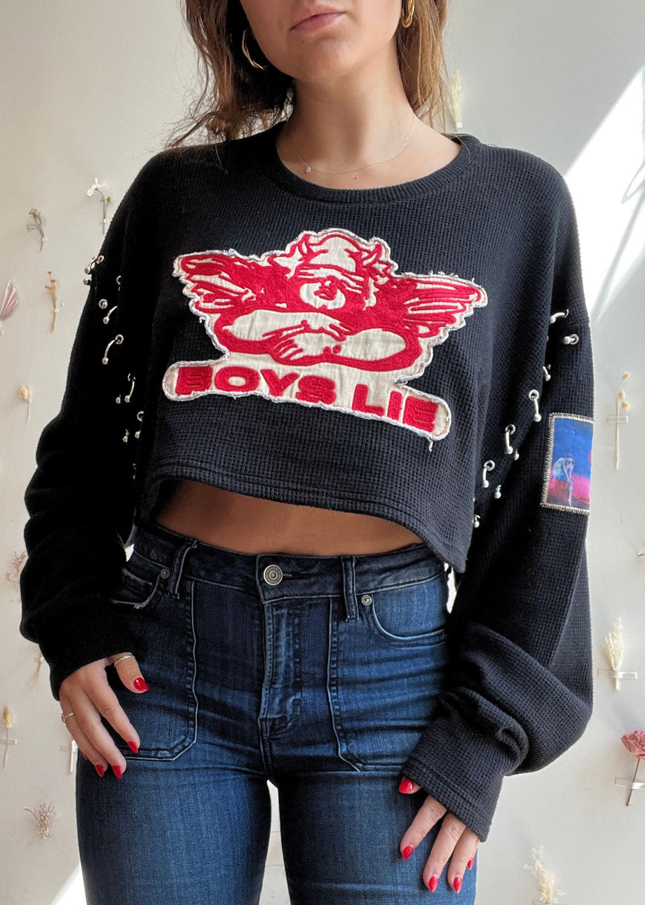 New boys lie cropped sweatshirt popular