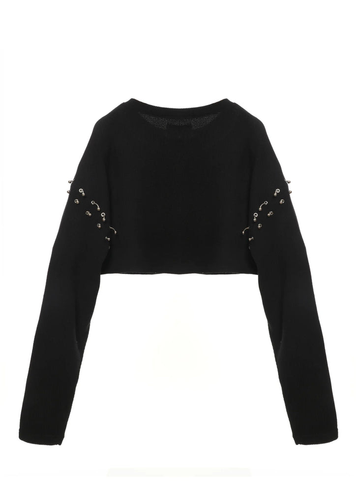 Boys Lie Stitch Me Up Thermal Crop Boyfriend Long Sleeve ★ Black