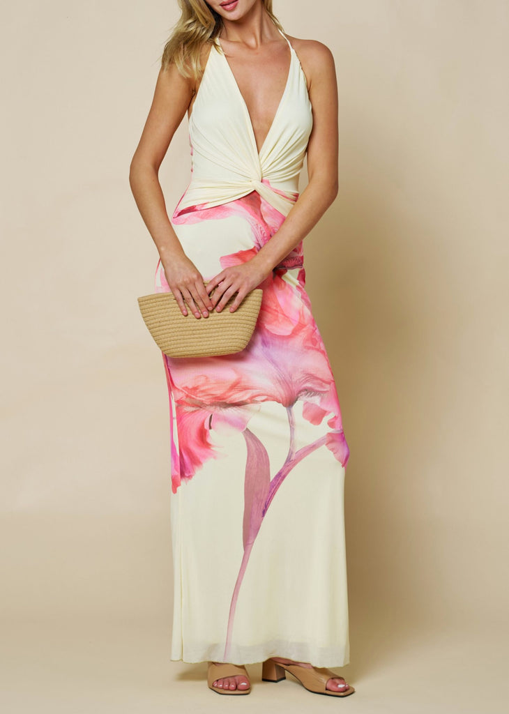 Flowers Maxi Dress Yellow Small , Women's By Rock N Rags
