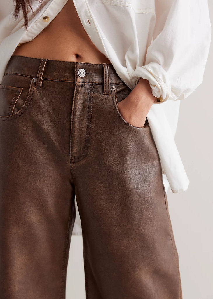 Free People Misha Vegan Leather Pants ★ Brown