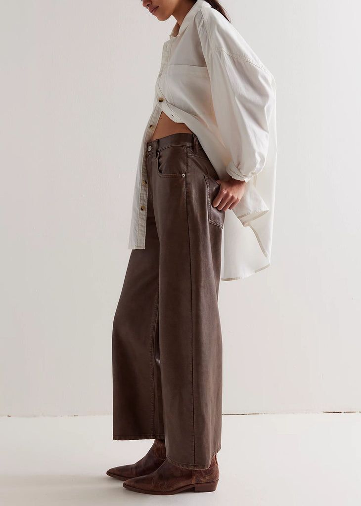 Free People Misha Vegan Leather Pants ★ Brown