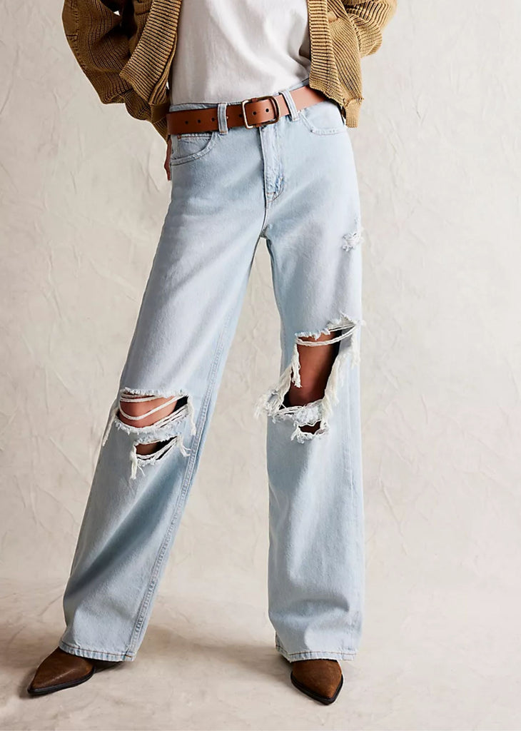 Free People Tinsley Baggy Ripped Boyfriend Jeans ★ Light Wash