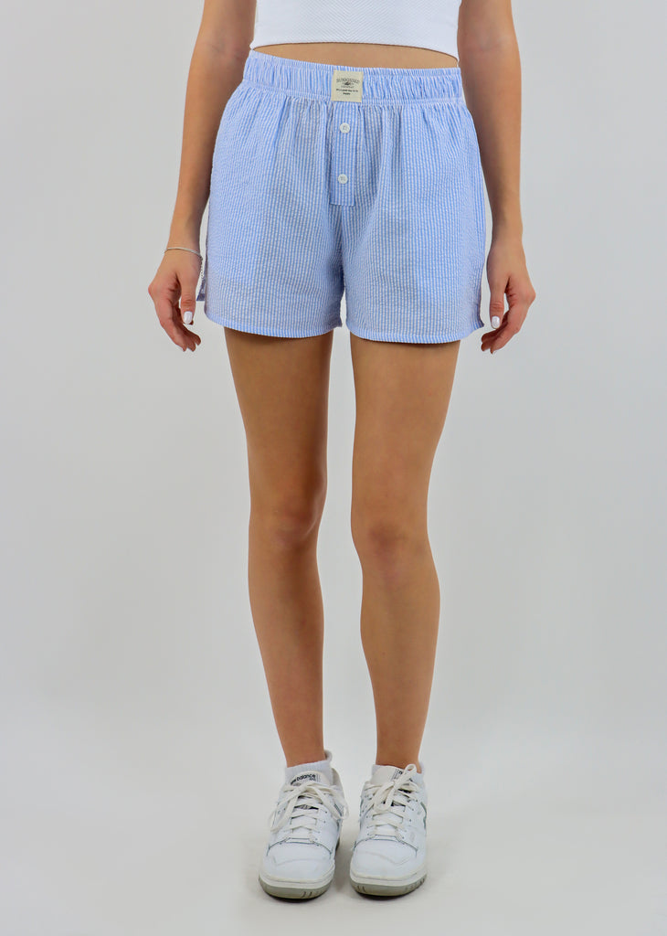 I'll Be Fine Seersucker Boxer Shorts ★ Sky Blue