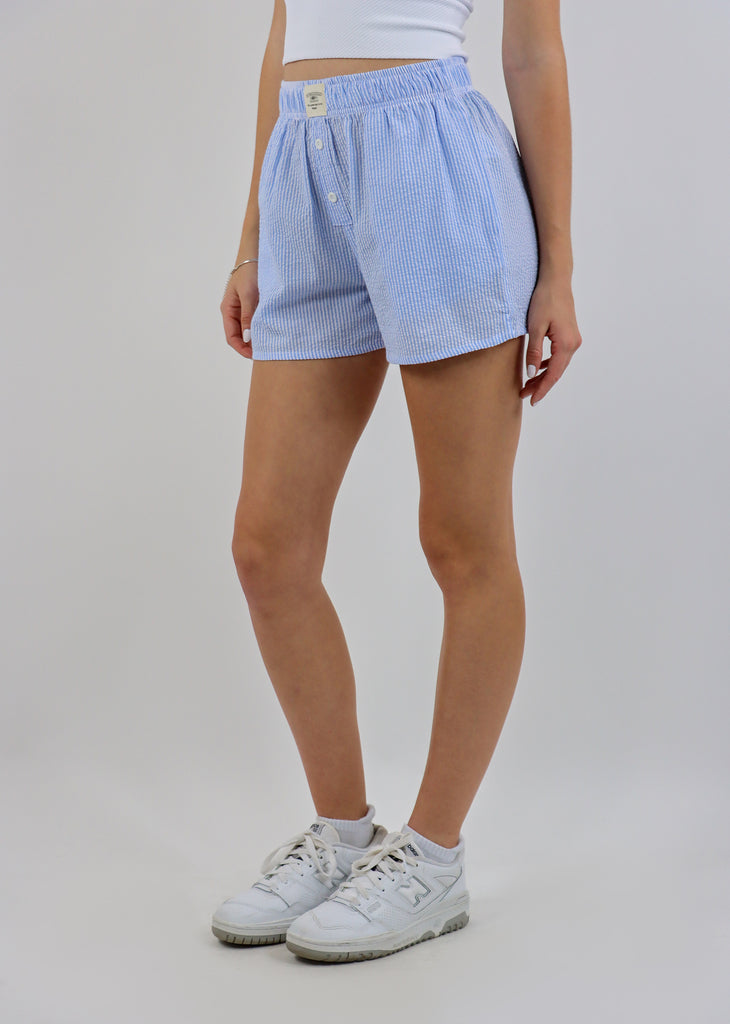 I'll Be Fine Seersucker Boxer Shorts ★ Sky Blue