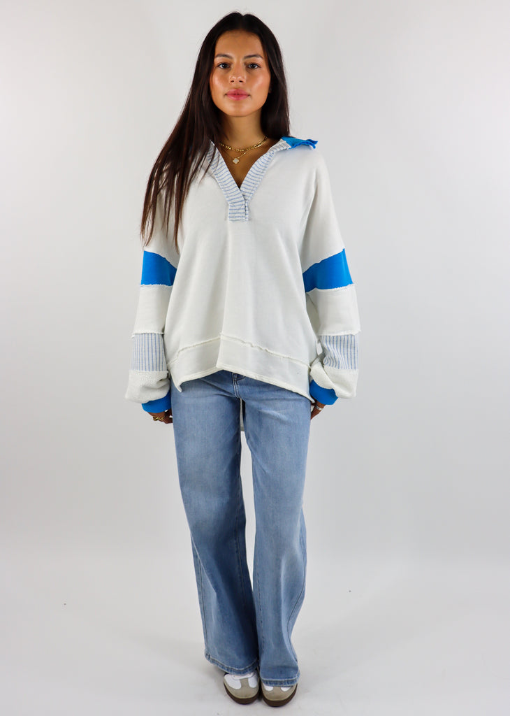 Good To Me Pullover ★ White & Blue