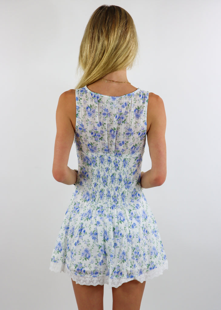 Sweet Serotonin Mini Dress ★ White & Blue Floral