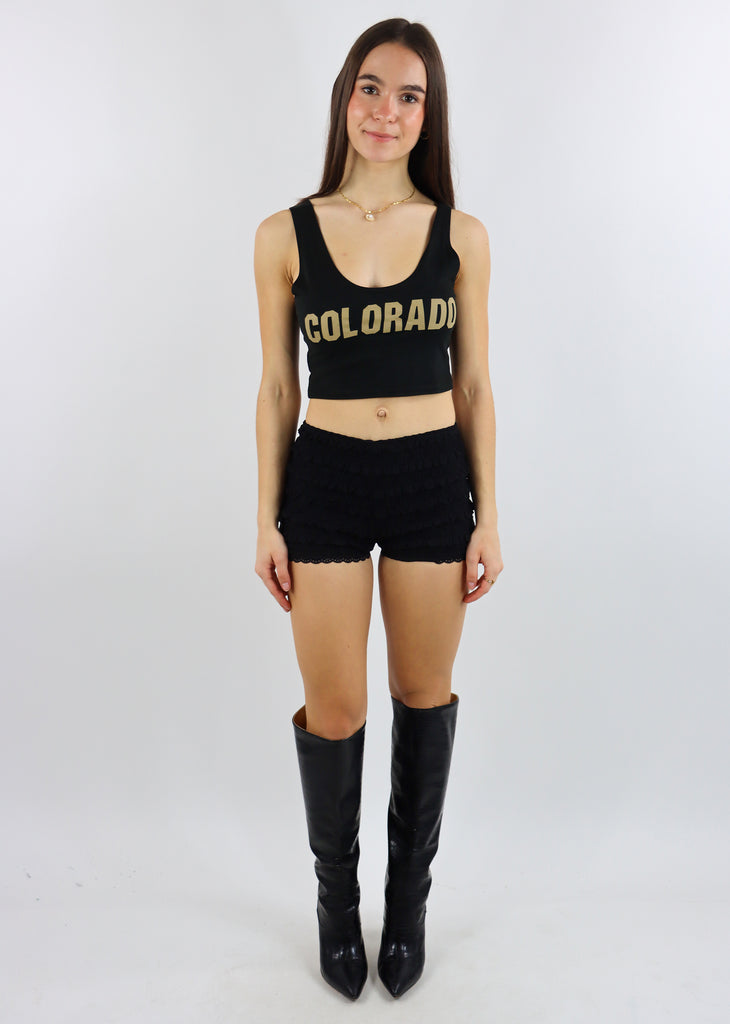 University Of Colorado Boulder Cropped Tank Top ★ Black