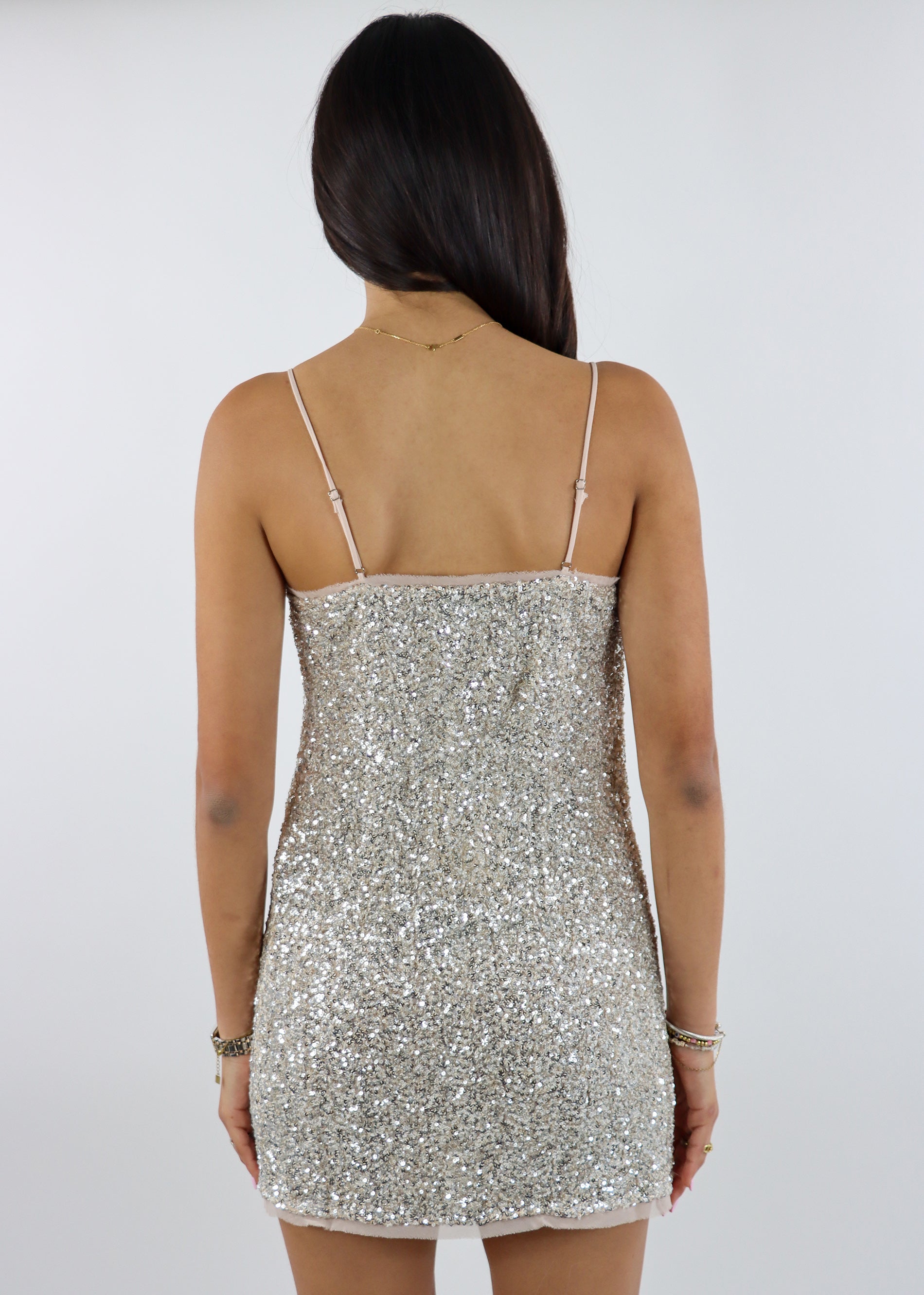 Shine Bright Mini Dress Champagne Rock N Rags Shine Bright Mini Dress Champagne Rock N Rags