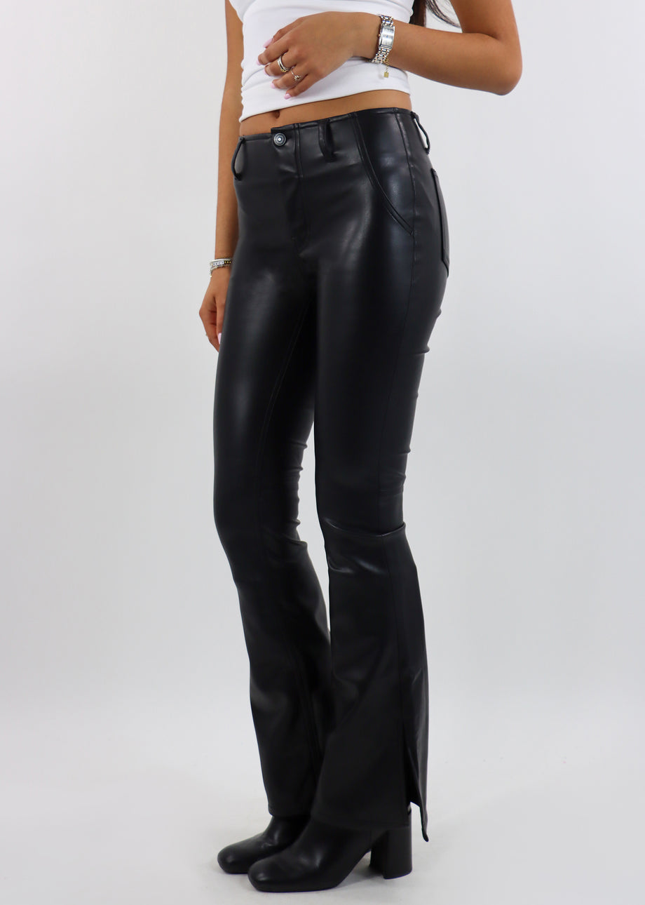 Free People Level Up Vegan Slit Pants ☆ Black – Rock N Rags