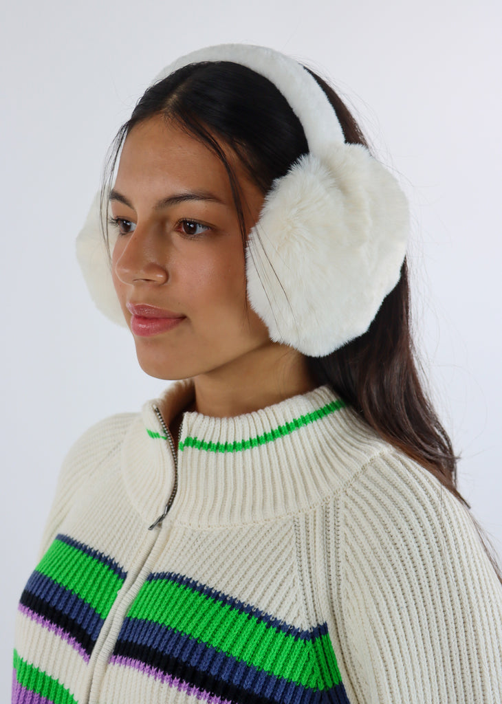 Just A Girl Foldable Fuzzy Ear Muffs ★ White