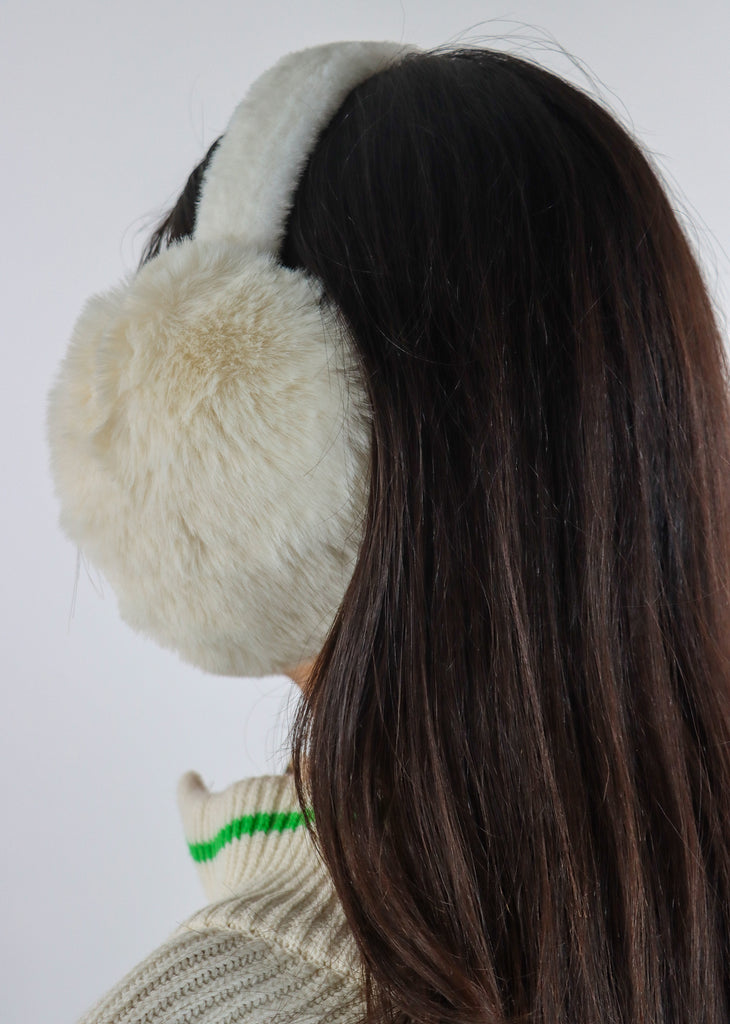 Just A Girl Foldable Fuzzy Ear Muffs ★ White