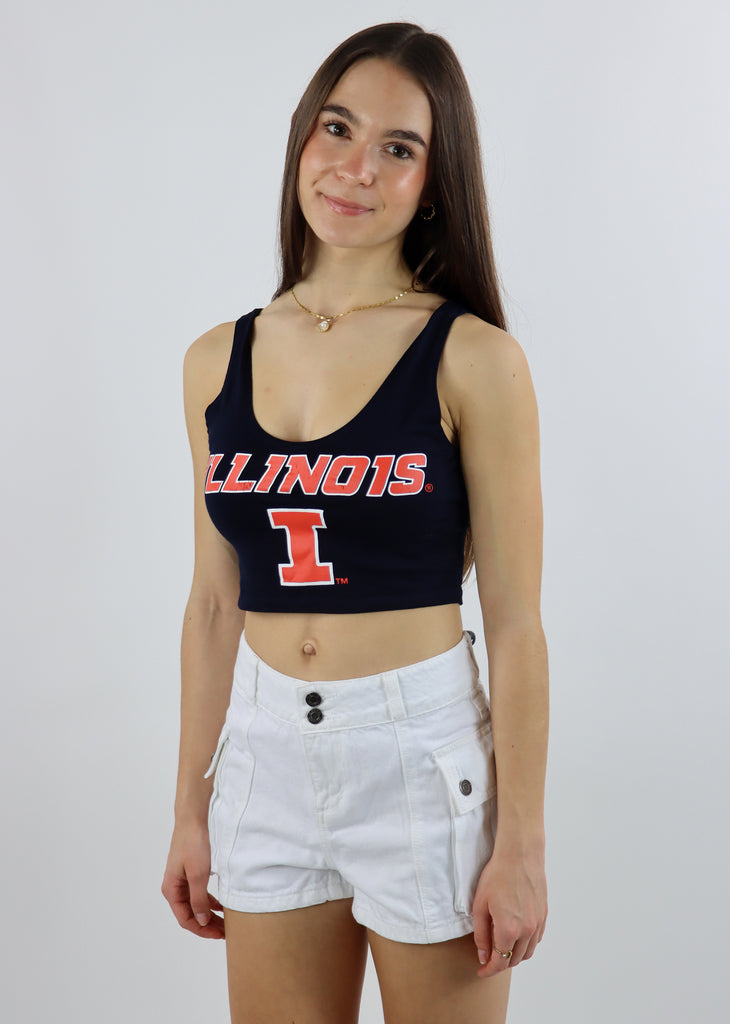 University Of Illinois Cropped Tank Top ★ Navy