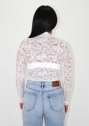 Stay Lace Long Sleeve Top ★ White