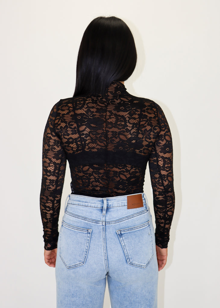 Stay Lace Long Sleeve Top ★ Black