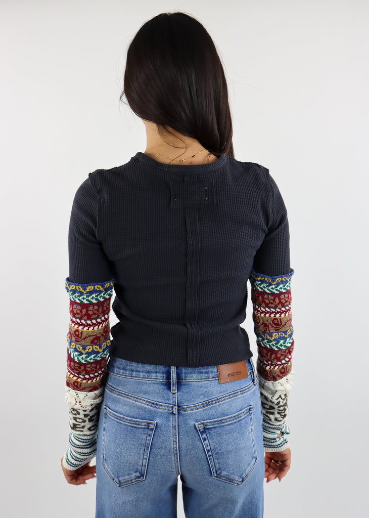 Free People All In Cuff Long Sleeve Top ★ Vintage Black