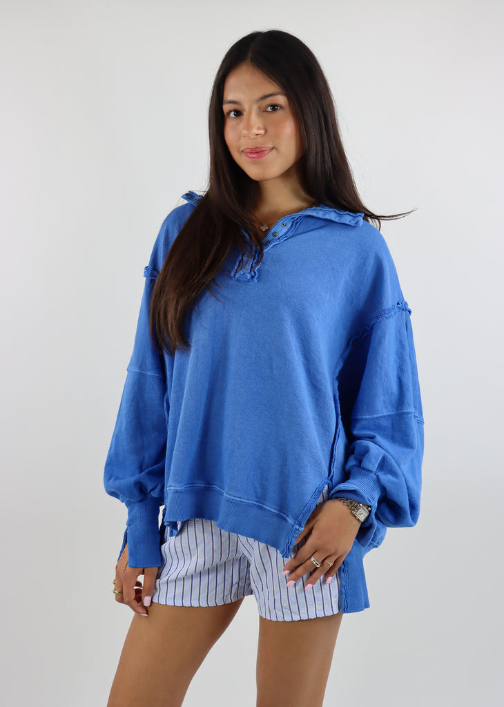 Free People Camden Henley Sweatshirt ★ Blue