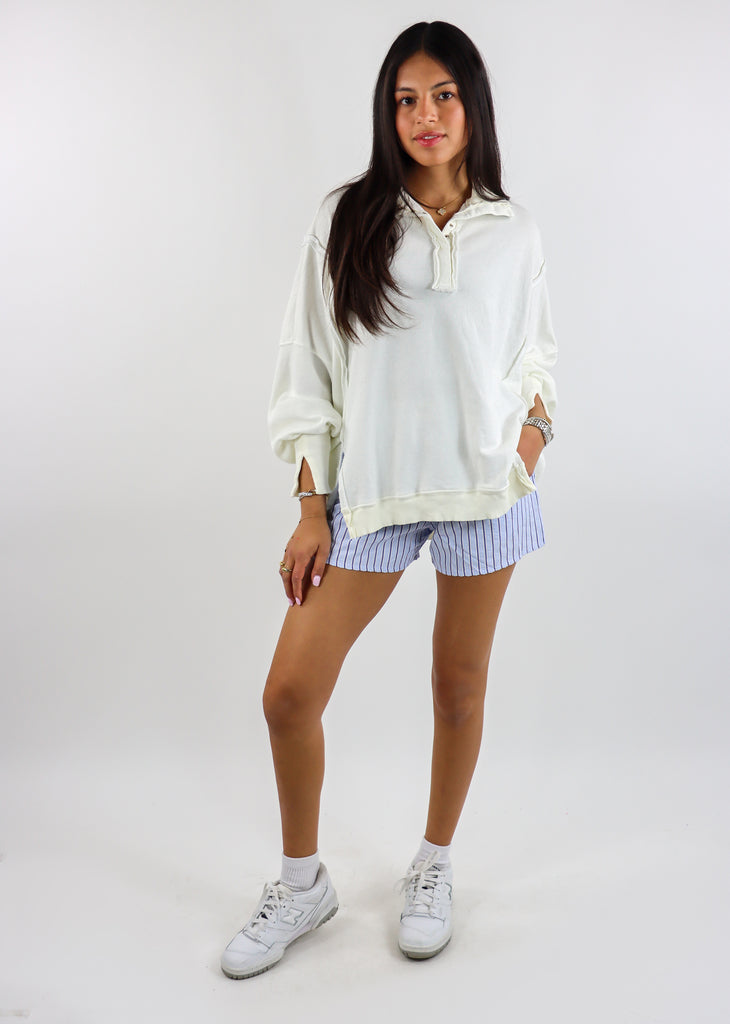 Free People Camden Henley Sweatshirt ★ White