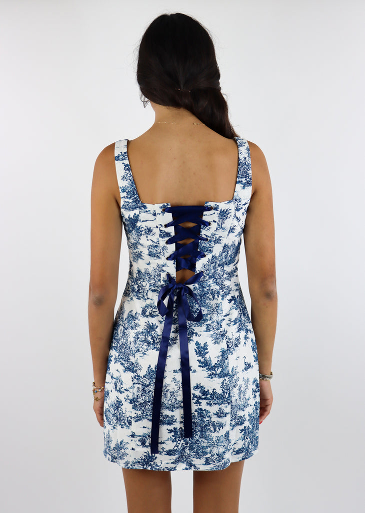 Tapestry Dress ★ White and Blue Floral