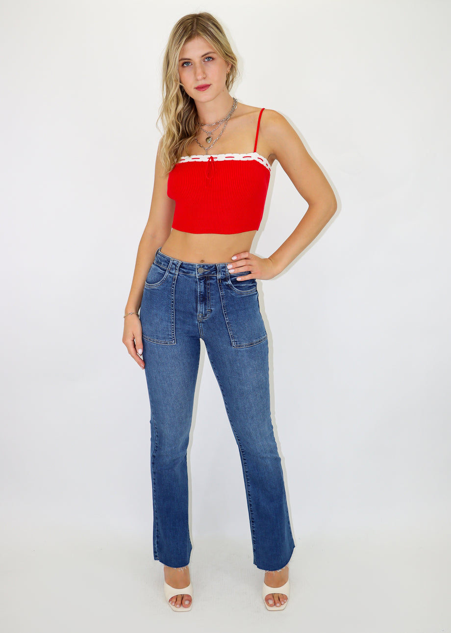 Cropped Tank Top Red