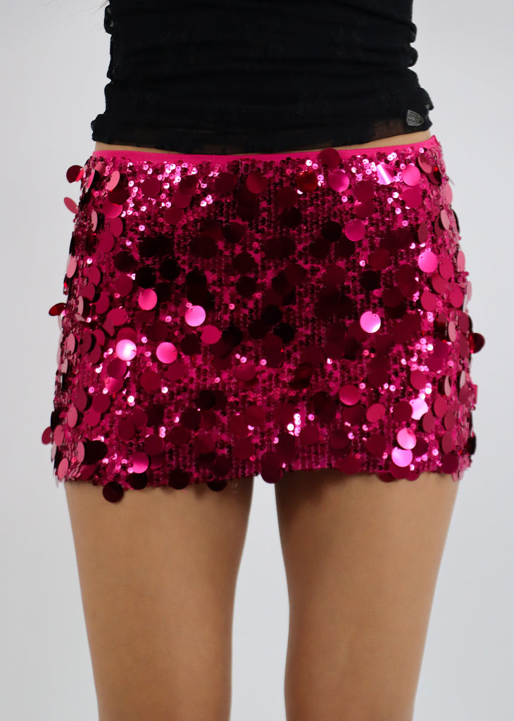 Say Less Sequin Mini Skirt ★ Hot Pink