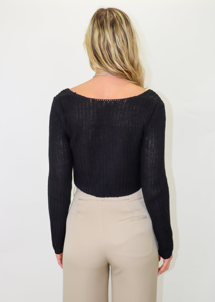 black long sleeve knit sweater cardigan 